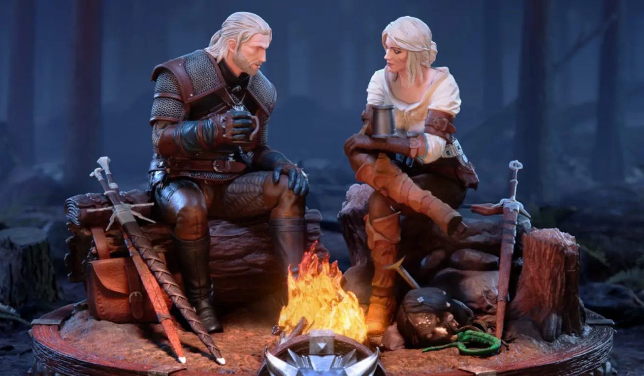Dark Horse Unveils Limited Edition Geralt and Ciri Fireside Statue