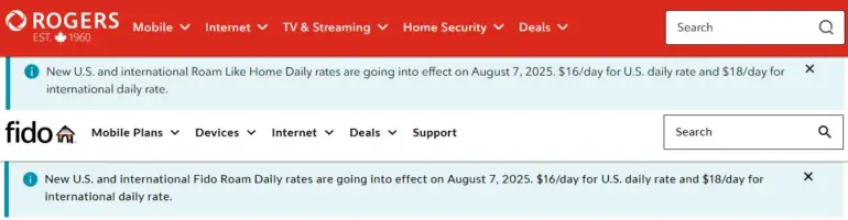 Rogers and Fido Set to Hike Roaming Rates This August 3