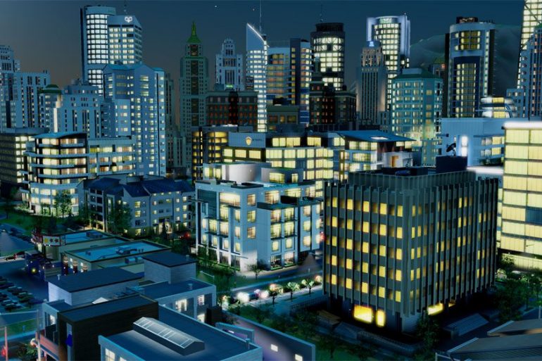 SimCity Night Skyline